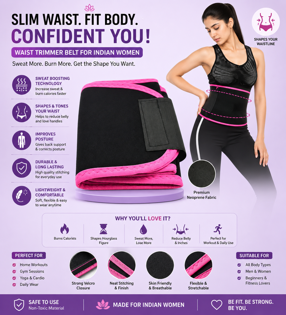 Universal Waist Slimming Belt for Workout & Posture