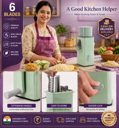 Multifunctional Stainless Steel Vegetable Slicer & Dicer with 6 Blades