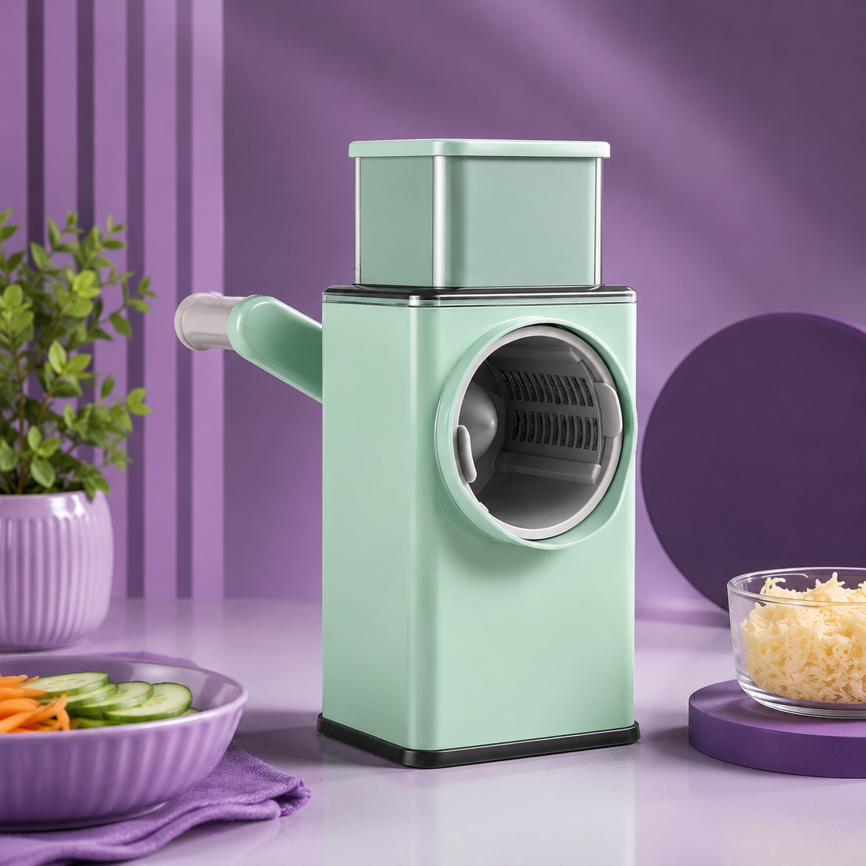 Multifunctional Stainless Steel Vegetable Slicer & Dicer with 6 Blades