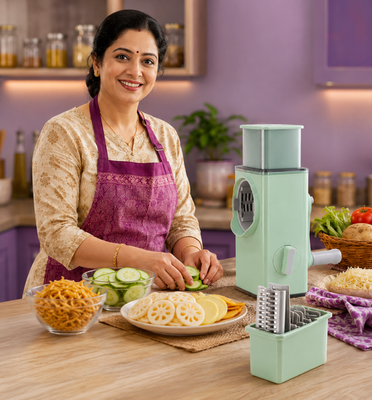 Multifunctional Stainless Steel Vegetable Slicer & Dicer with 6 Blades