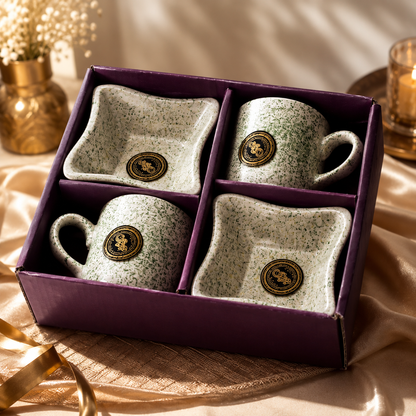 Ceramic Tea Cup & Snack Bowl Set,