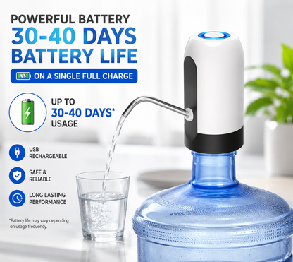 AquaFlow USB Rechargeable Automatic Water Dispenser Pump for 20L Water Bottles (1 Pc)