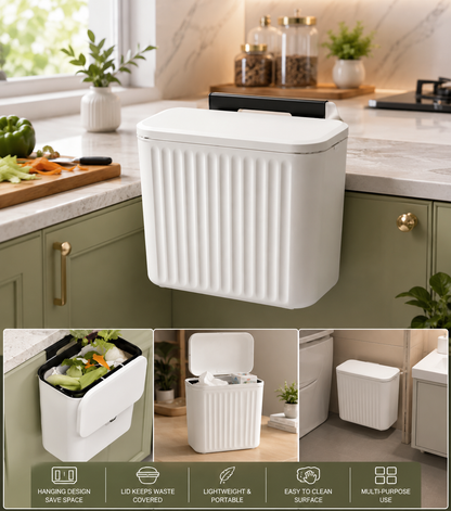 Portable Hanging Kitchen Dustbin with Lid