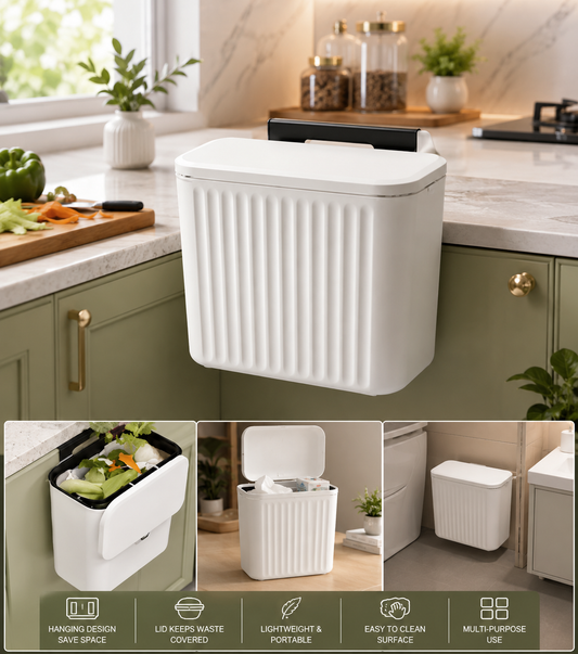 Portable Hanging Kitchen Dustbin with Lid