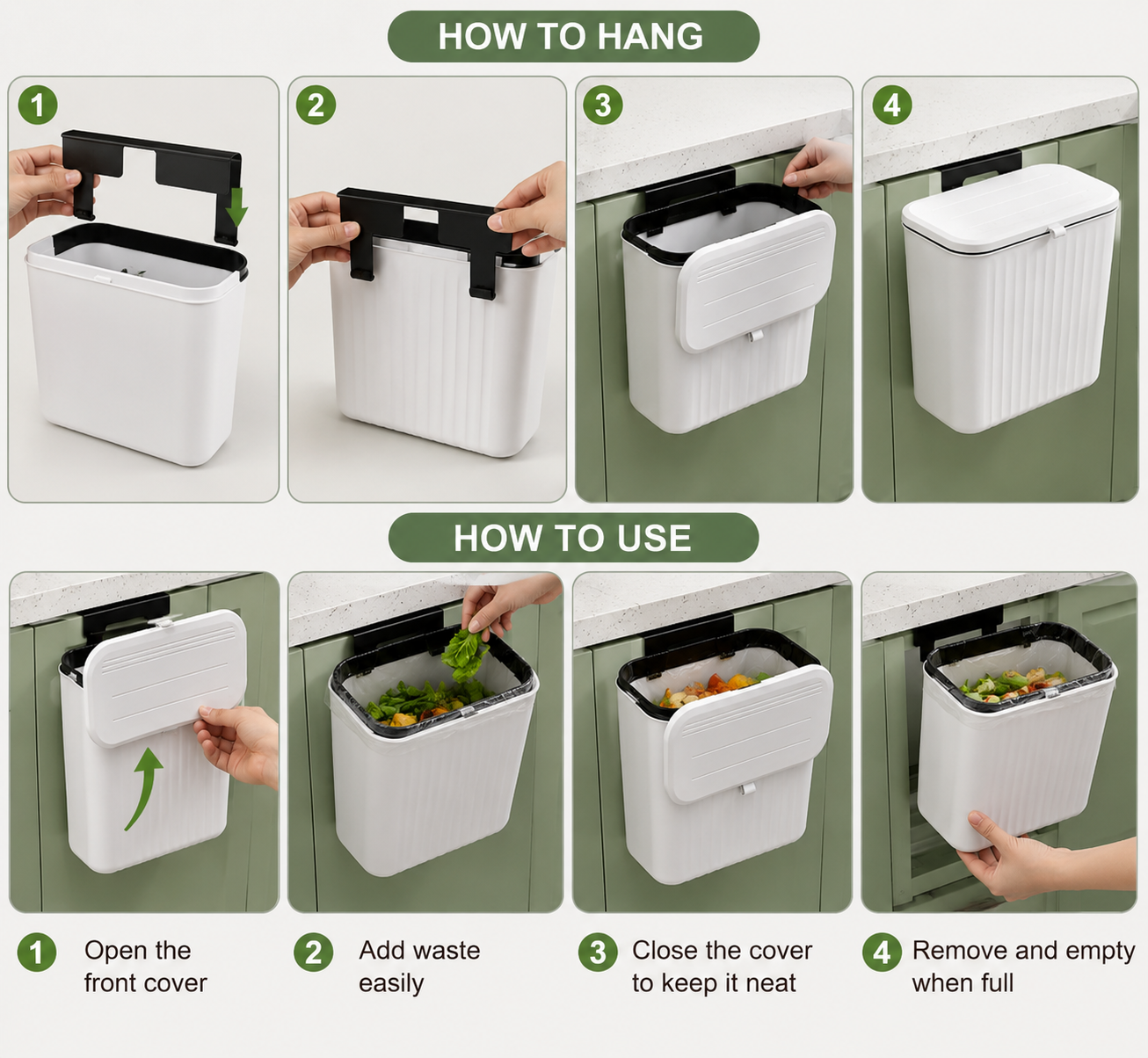 Portable Hanging Kitchen Dustbin with Lid