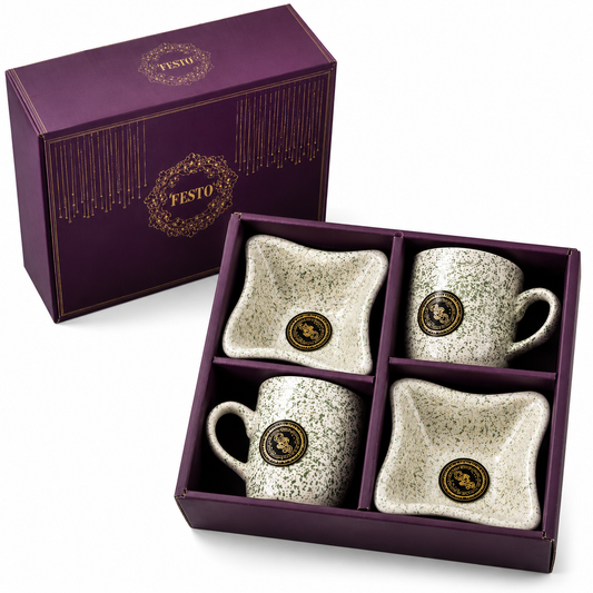 Ceramic Tea Cup & Snack Bowl Set,