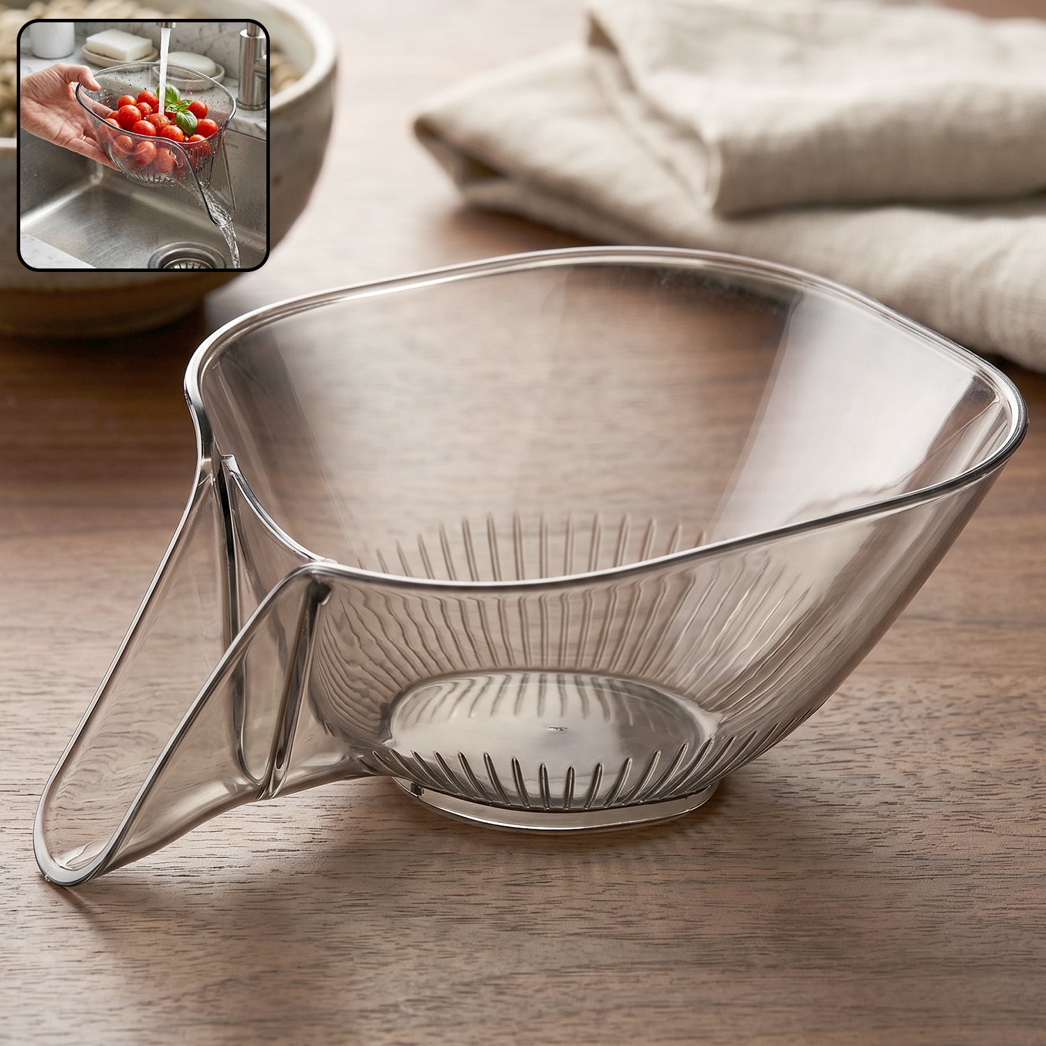 Fruit  Vegetable Washing Strainer Basket For Kitchen Sink Drain Basket With Funnel (1 Pc)