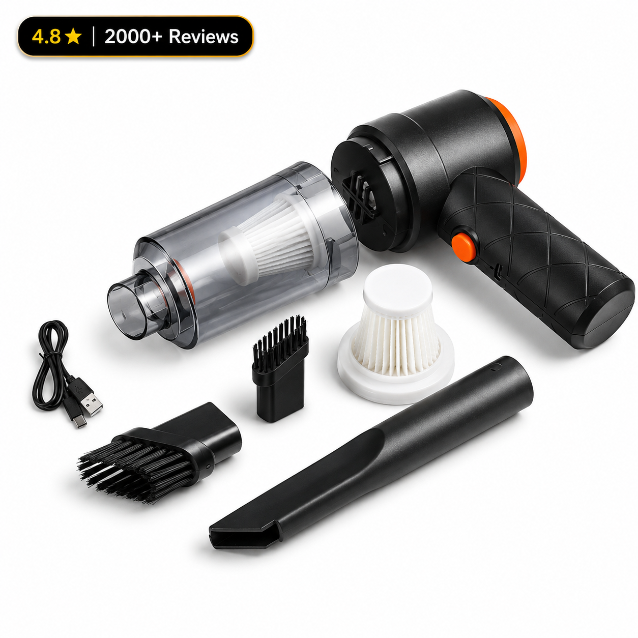 Mini Car + Home + Office Vacuum Cleaner - USB Rechargeable